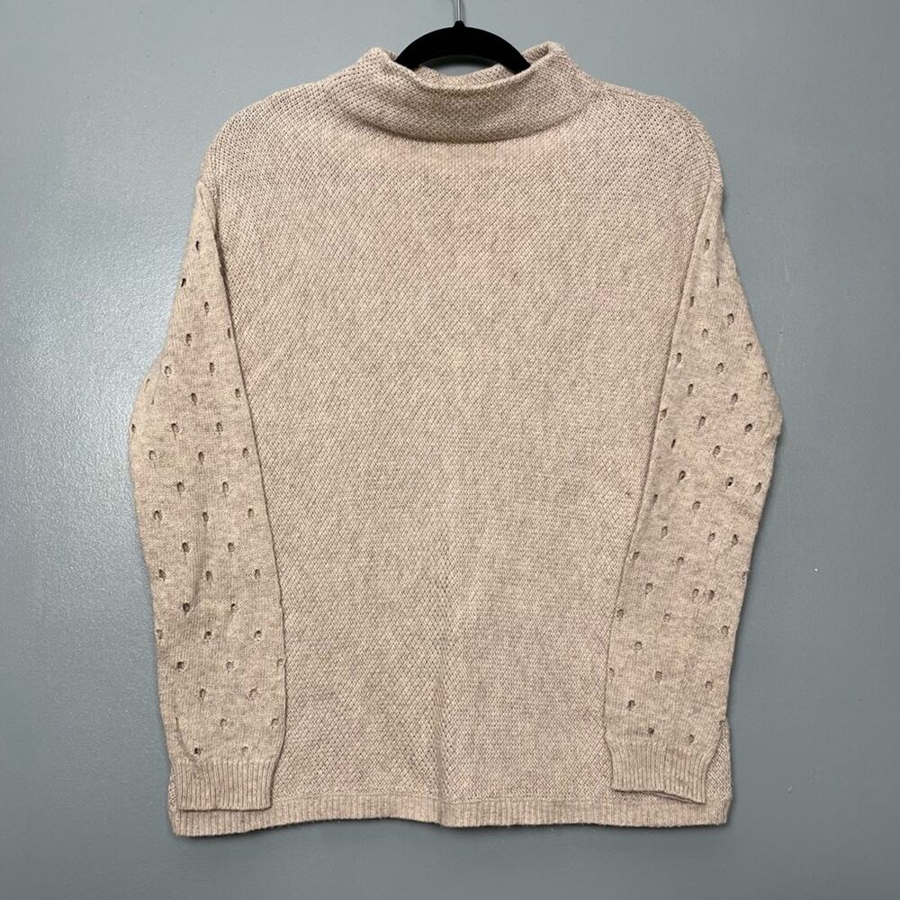 Anthropologie Moth Cashmere Blend Mock Neck Sweater Knit Oatmeal Women’s Size XS